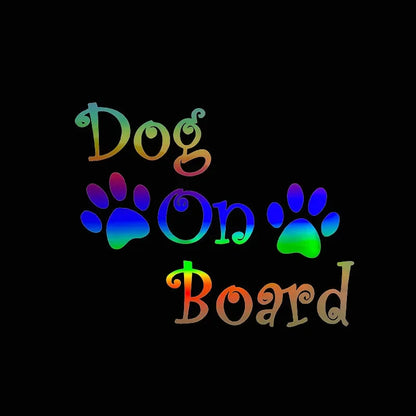 Dog On Board Dog Footprints PVC Decorative Stickers Vinyl Film Cute Funny Decal For Car Body Bumper Rear Window Auto Accessories