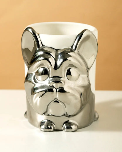 1pc Creative Stereo Dog Coffee Cup Cartoon Animal Tea Cup Gold Plated Silver Dog Ceramic Mug Couple Gift Oatmeal Mug Home Decor