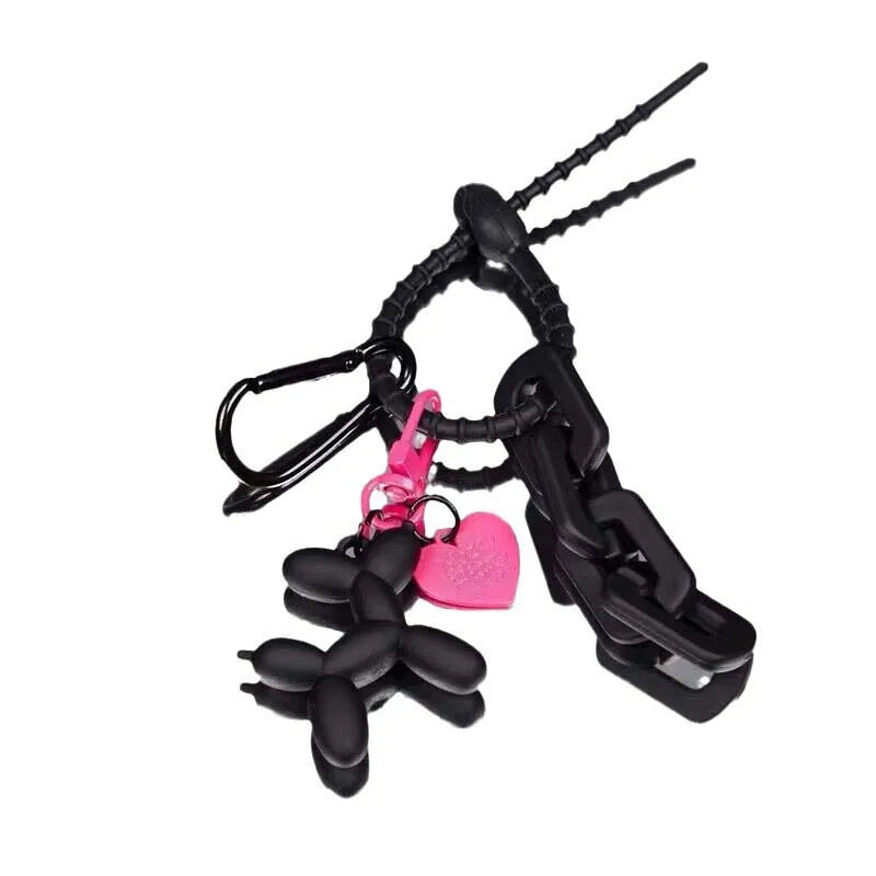 Y2k Cute Punk Cartoon Black Balloon Dog Keychains for Girls Sweet Ins Style Couple Car Key Chains Jewelry Gift Decoration new