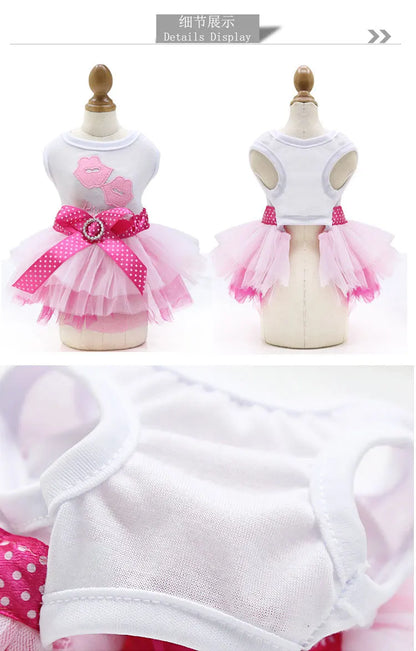 Pet Dress Dog Skirt Eye-catching Breathable Cotton Pretty Bow Knot for Summer Dog Clothes Dresses for Dogs