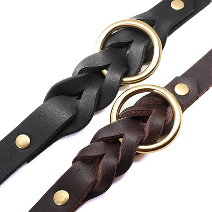 the IRONPAW PREMIUM LEATHER SET - Genuine Leather Dog Collar/Leash Set, Braided Durable Leather the IRONPAW PREMIUM LEATHER SET - Dog Collars for Medium/Large Dogs, German Shepherd, Pet Accessories
