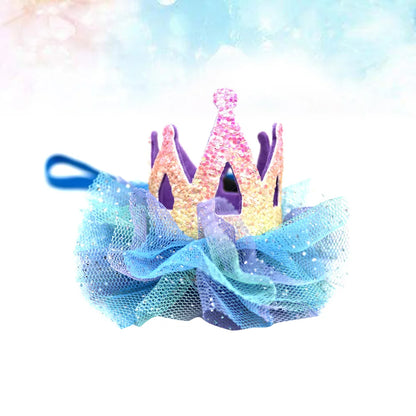 1Pc Crown Shaped Pet Hat Gauze Dog Crown Birthday Hat Cosplay Headwear For Dogs Cats Party Hats Adjustable Dog Caps Pet Products