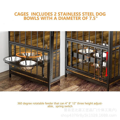 Dog Cage Small Medium Dog Indoor with Toilet Side Herding Small Pet Cage Dog Labrador Golden Retriever Cage