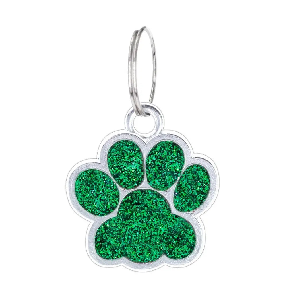 Cat Dog Paw Print Dog Cat Tags Personalized Anti-Lost Pet Glitter Pendant Exquisite with Hook Pet Collar Tag Pendant Kitten