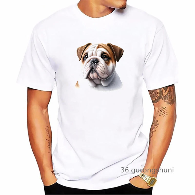 the BRITISH BULLDOG - British Bulldog Dog Animal Printed T-Shirt, Summer Fashion Short Sleeve T-Shirt