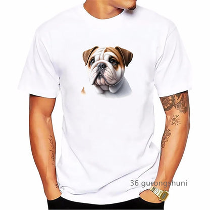 the BRITISH BULLDOG - British Bulldog Dog Animal Printed T-Shirt, Summer Fashion Short Sleeve T-Shirt