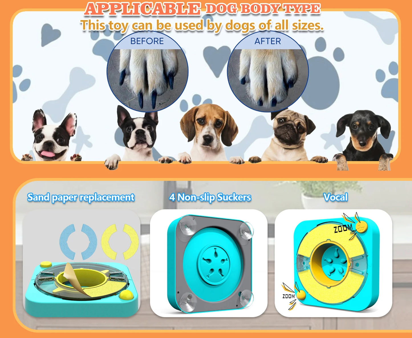 3in1 Interactive Dog Puzzle Toys - Fun Slow Feeder Brain Education Treat Puzzles with IQ Squeak Design - Educational Dog Toys