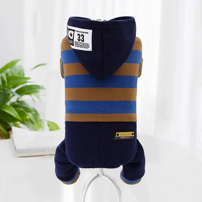 Pet clothing, dog four-legged hoodie, new autumn and winter Pomeranian Teddy with fleece Corgi Bichon Frise puppy clothing