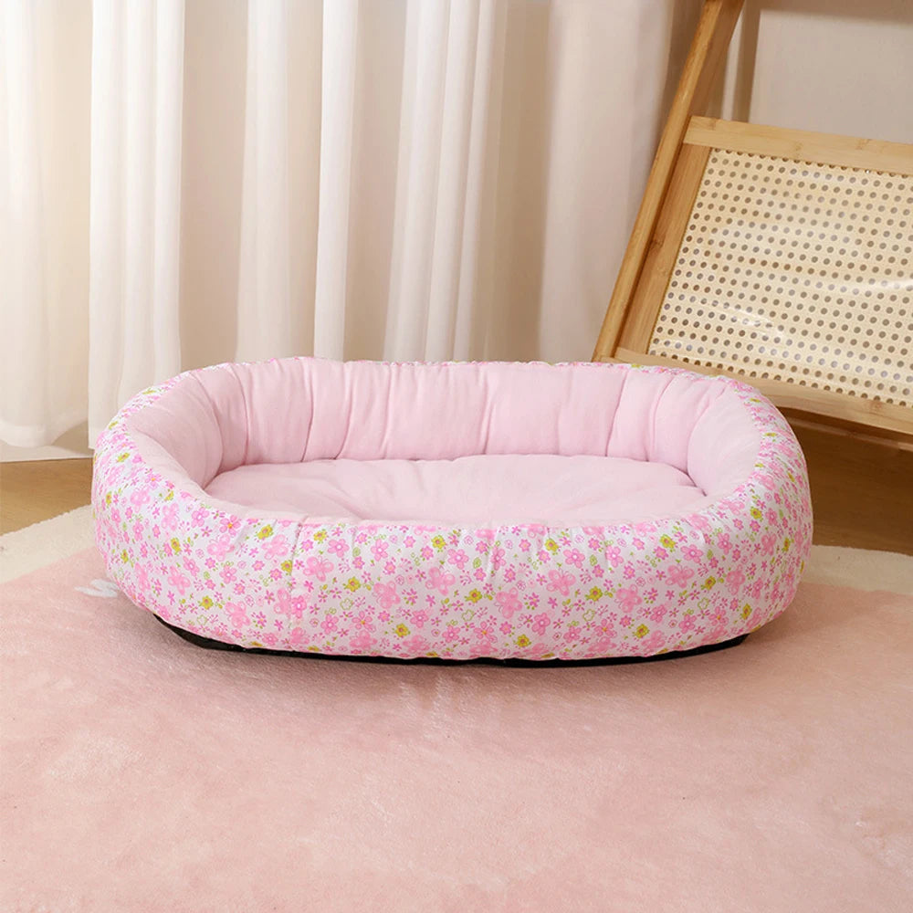 All Seasons Soft Flower Cute Small Cat Sofa Bed Comfortable Medium Dog Bed House Elastic Medium Cat Nest Kennel Accessories