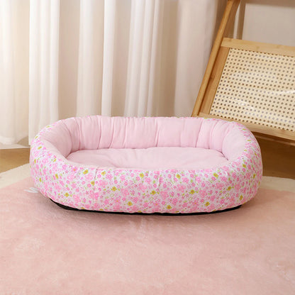 All Seasons Soft Flower Cute Small Cat Sofa Bed Comfortable Medium Dog Bed House Elastic Medium Cat Nest Kennel Accessories