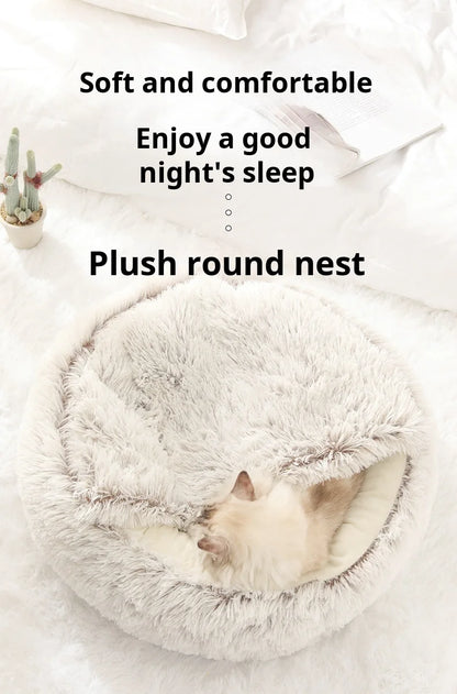 Cat Litter Crystal Plush Dog Kennel Plush Pet Kennel Shipping Deep Sleep Half Pack Warm Vacuum Round