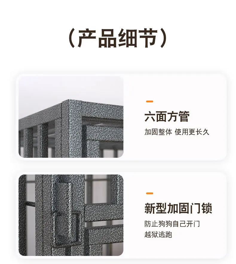 Heavy Duty Dog Cage Large Medium Pet Cage with Toilet Full Square Tube Indoor Dog House