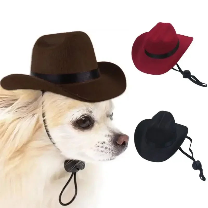 the WESTERN HAT - Dog Cap for Small Dog/Cat, Cowboy Cap, Dog Hat, Puppy Outdoor Cap, Funny Christmas, Street Party Pet Accessories