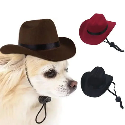 the WESTERN HAT - Dog Cap for Small Dog/Cat, Cowboy Cap, Dog Hat, Puppy Outdoor Cap, Funny Christmas, Street Party Pet Accessories