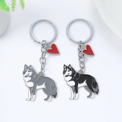 I LOVE Alaska Husky Dog Keychain Cute dachshund  animal Cartoon dog Keychain dog Gift For woman Man Jewelry