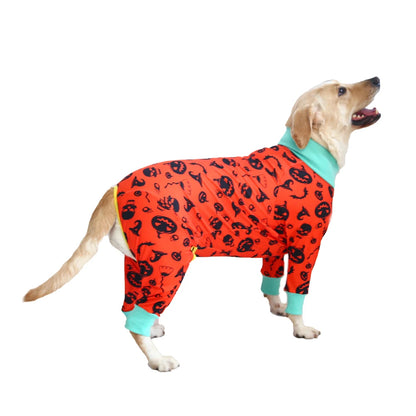 2024 New Halloween Prints Dog Four-legged Suit for Large Medium Bodysuit Dogs Pajamas PJS Full Body for Shedding Prevent Licking
