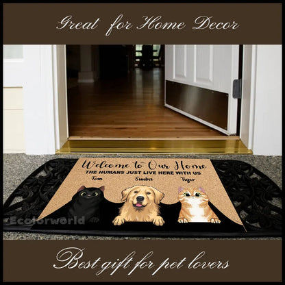 Personalized Pets Cartoon Mat Custom Dog Cat Name Doormat Rug Welcome To Our Home Floor Mats Carpet Home Decor Accessory Gift