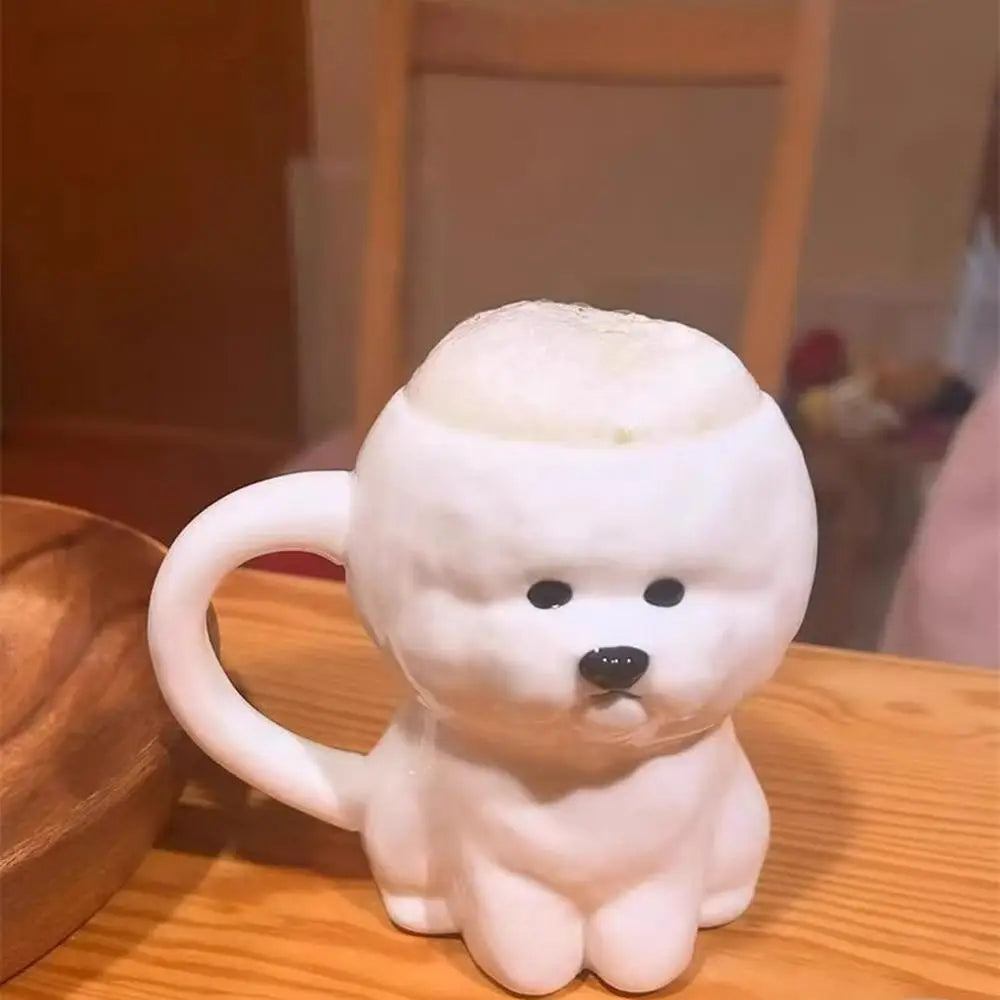 Novelty Puppy Mugs Bichon Frise Puppy Ceramic Mug Cute Creative Home Drinking Cup Coffee Cup Couple Cup Festival Gifts