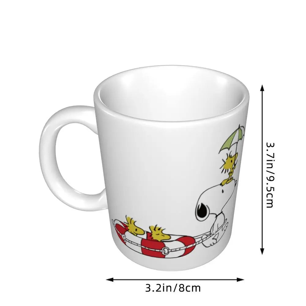 Manga Snoopy Woodstock Cartoon Dog Coffee Mug DIY Customized Ceramic Tea Milk Mug
