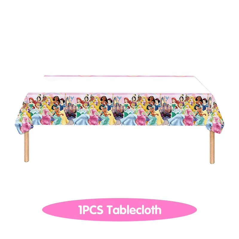 Disney Princess Birthday Decoration Tableware Paper Cups Plates Balloons Tablecloth Backdrop Banner Party Supplies For Baby Kids