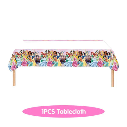 Disney Princess Birthday Decoration Tableware Paper Cups Plates Balloons Tablecloth Backdrop Banner Party Supplies For Baby Kids