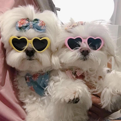 Dog Glasses Pet Heart Glasses Cat Accessories Puppy Photos Tools Decorations for Dog Summer Party Eyewear Glasses