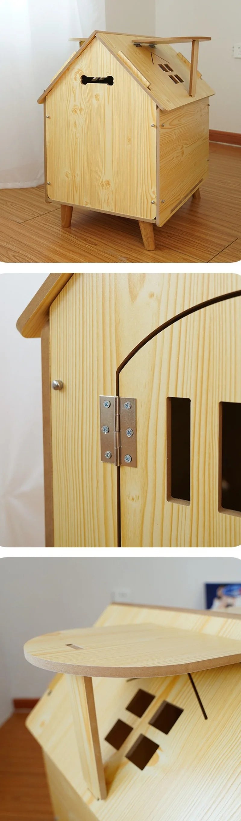 Indoor Dog House Bed Door Small Medium Cat Dog Kennel Outdoor Comfortable Puppy House Inside with Vents Pets Cage Supplies