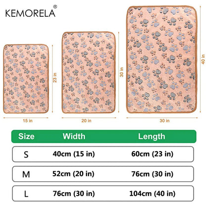 Dog Bed Mat Blanket Soft Fluffy Pet Blanket Cute Paws/Elephant Pattern Pet Travel Mat Warm Comfortable Blanket for Cat Dogs