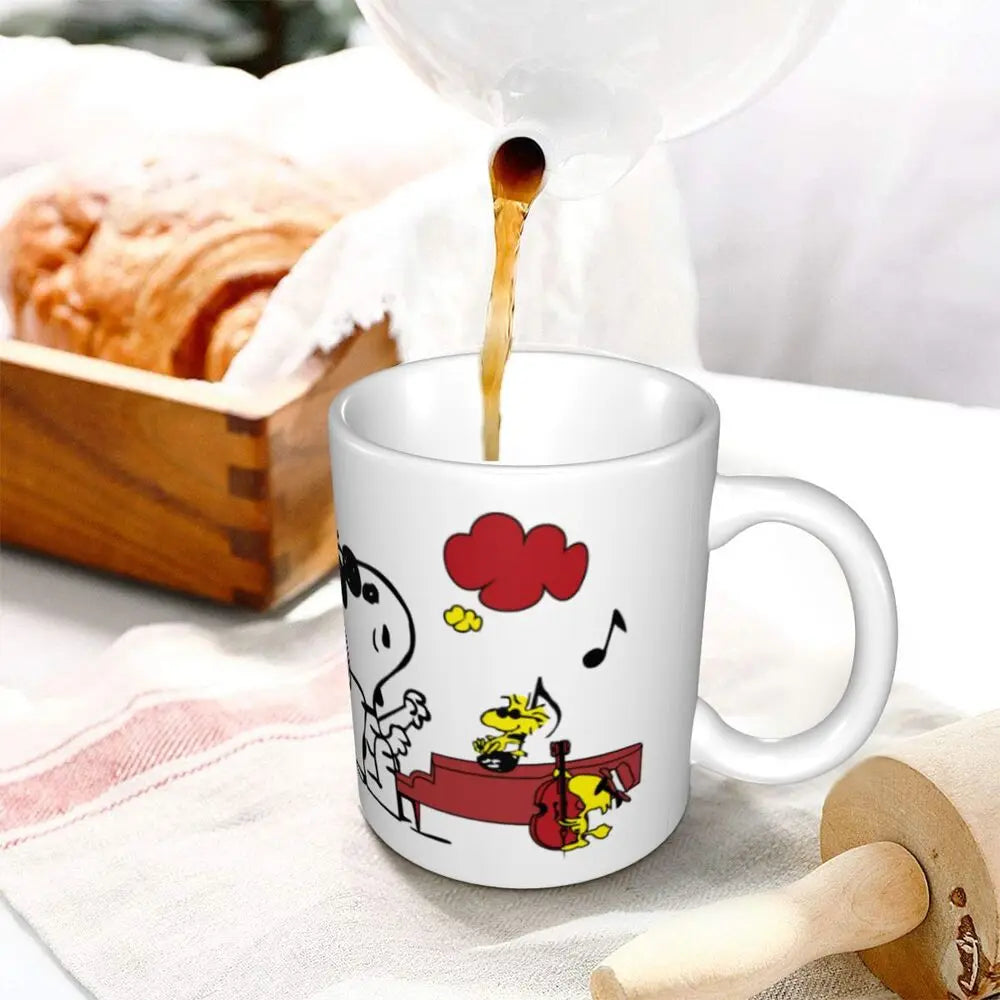 Manga Snoopy Woodstock Cartoon Dog Coffee Mug DIY Customized Ceramic Tea Milk Mug