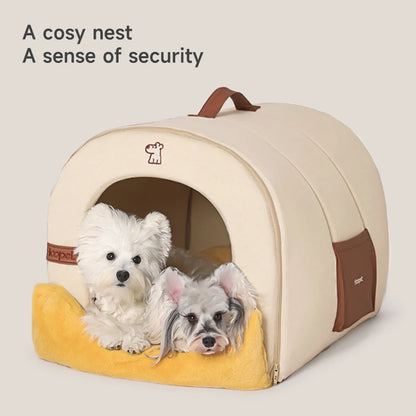 HOOPET Enclosed Dog Bed for Anxiety, Self Warming Calming Pet Tent with Removable Plush Mat, Washable Large Indoor House
