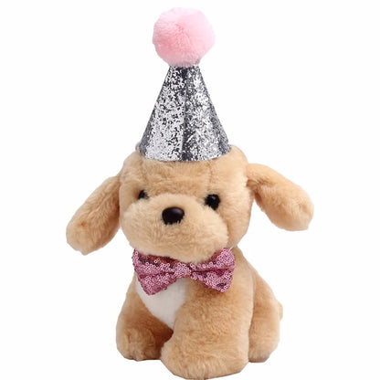 2Pcs/set Pet Dogs Caps With Bowknot Cat Dog Birthday Costume Sequin Design Headwear Cap Hat Christmas Party Pets Accessories