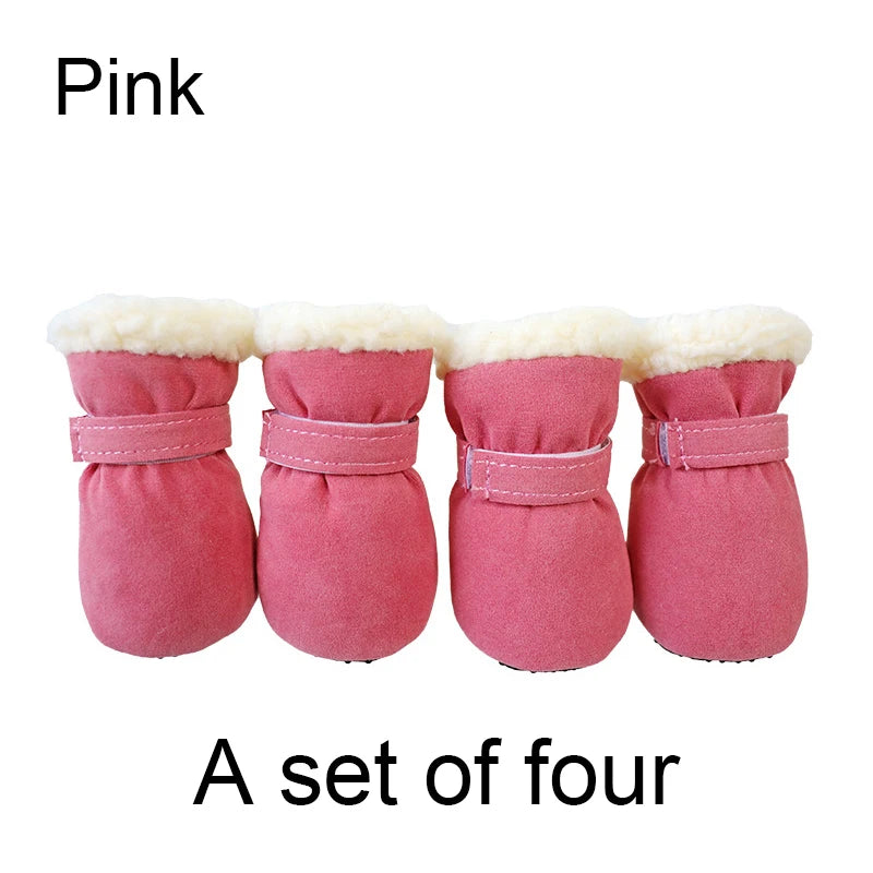 the SNOW DOG SLIPPERS - 4PCS Winter Waterproof Warm Non-Slip Snow Boots for Small Breeds Dogs, Puppy Outdoor Walking Dog Socks, Bootie Pet Paw Care
