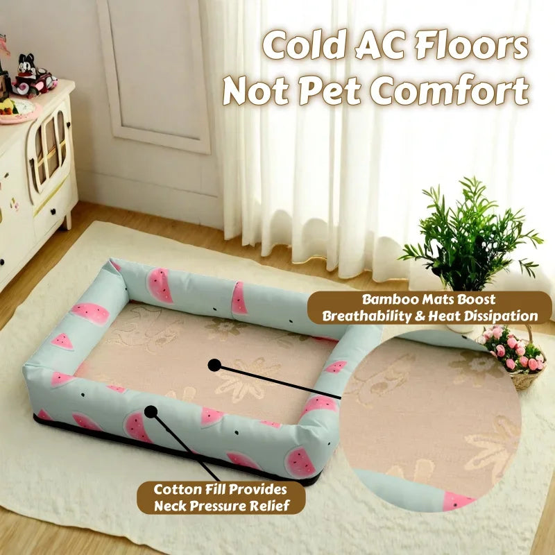 Summer-Ready Cooling Pet Bed for Small Dogs & Cats – Ice Pad Mattress with Water-Resistant Fabric & Breathable Mesh