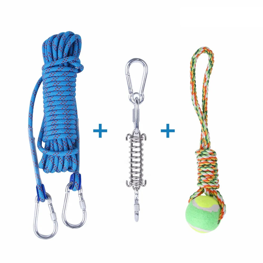 Spring Pole Dogs Toys Large Medium Dog Play Outdoor Hanging Exercise Rope Spring Pull Tug Muscle Builder Exercise Tools For Dogs