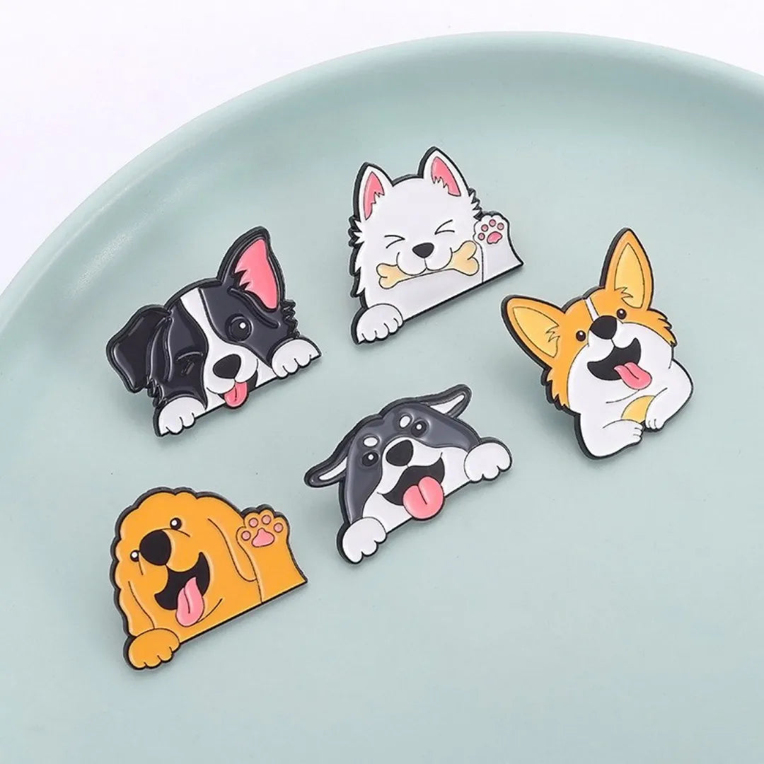Cartoon Puppy Enamel Pin Tongue Spitting Dogs Brooch Clothes Hat Badge Jewelry Decorate Cute Animal Pet Lover Gift Wholesale