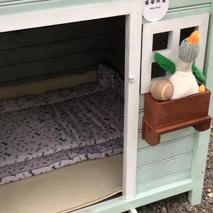 the CUTESY COTTAGE - Large Solid Wood Kennel, Outdoor Waterproof and Cold-Resistant Warm Doghouse, Pet Dog Cage, Dog Villa Four Seasons Pet Rainproof