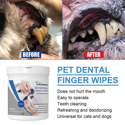 the DOGGY DENTAL WIPES - Teeth Cleaning Wipes for Dogs & Cats, Remove Bad Breath by Removing Plaque, Disposable Gentle Cleaning & Gum Care