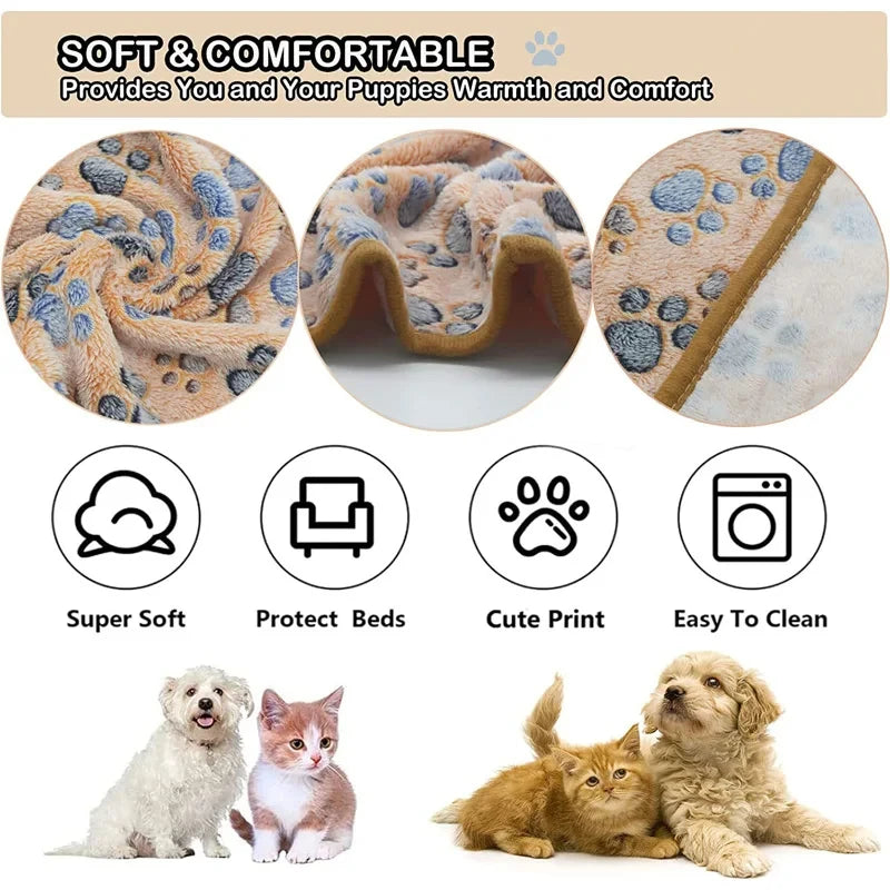 Soft Fluffy High Quality Pet Blanket Cute Cartoon Pattern Pet Mat Warm and Comfortable Blanket for Cat Dogs