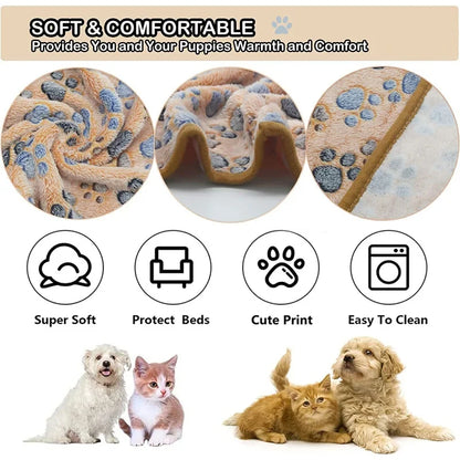 Soft Fluffy High Quality Pet Blanket Cute Cartoon Pattern Pet Mat Warm and Comfortable Blanket for Cat Dogs