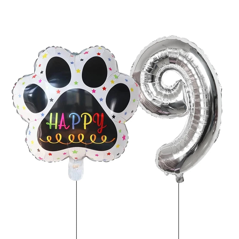 2 pieces/set Let us Pawty Big Dog PAWS Aluminum Balloons 30 inch figure 1 2 3 4 year old birthday party decoration Balloon Baby