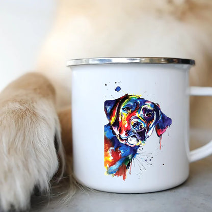 Original Mugs Coffee Cups to Sublimate Cute Dog Printed Enamel Coffee Tea Mugs Office Home Party Beer Drink Cola Cups Travel Cup