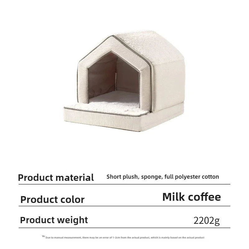 Sponge-Enclosed Small Dog House  Waterproof Winter Dog Bed  Removable Pet Warm House  Collapsible   Cat Sleeping Space