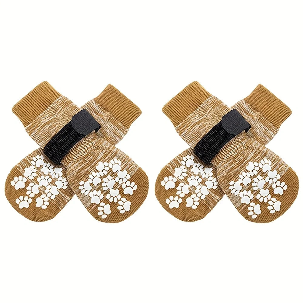 the GRIPPAWS PET SOCKS - 4PCS Pet Shoes, Dog's Foot Covers, Adjustable Indoor and Outdoor Non-Slip Socks for Pets