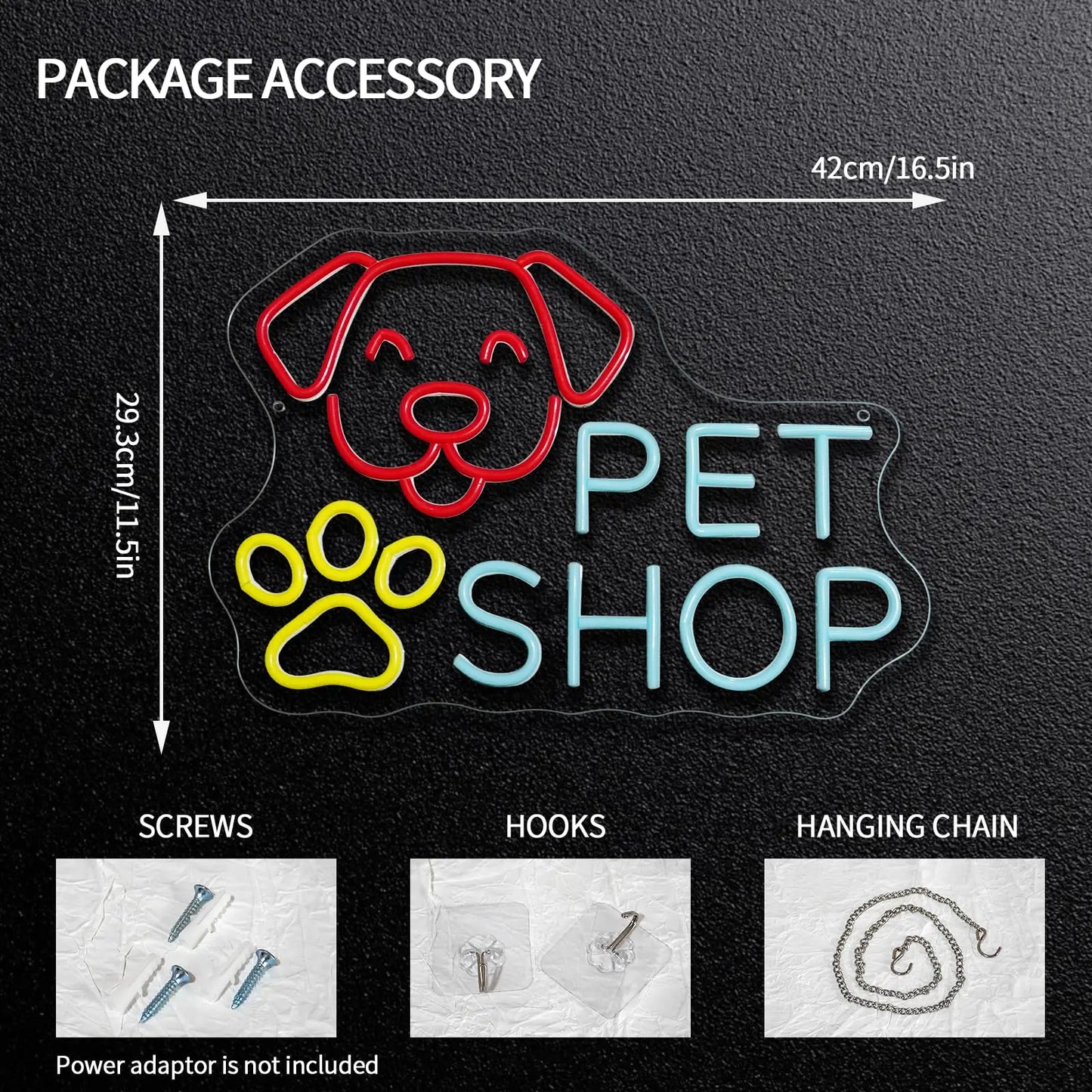 Pet Shop Neon Sign Grooming Sign for Wall Decor Pet Shop Open Business Pet Salon Doggy Daycare Dog Cat Spa Store Decor