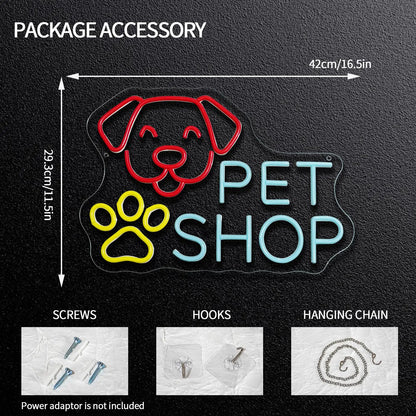 Pet Shop Neon Sign Grooming Sign for Wall Decor Pet Shop Open Business Pet Salon Doggy Daycare Dog Cat Spa Store Decor