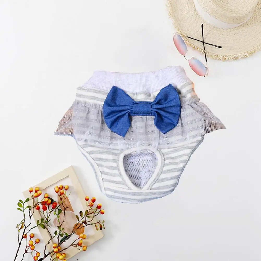 Dog Menstrual Pants Comfortable Anti-harassment Pet Sanitary Pants Breathable Cotton Puppy Bowknot Diaper Clothing Pet Supplies