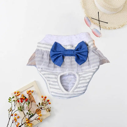 Dog Menstrual Pants Comfortable Anti-harassment Pet Sanitary Pants Breathable Cotton Puppy Bowknot Diaper Clothing Pet Supplies