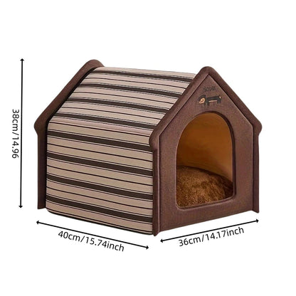 Plush dog bed pet warm house Soft and comfortable cat house foldable detachable washable puppy cave sofa  nest