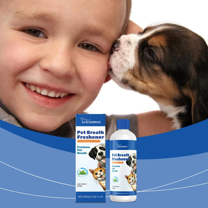 the BREATH FRESHER - Dog Mouth Cleaning Liquid, Tooth Stains Mouth Cleaning, Tartar Removal Bad Breath Freshens, Oral Deodorant Pet Teeth Cleaner Water