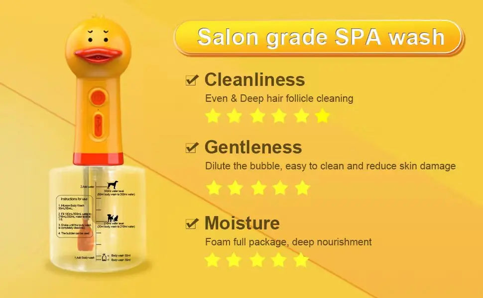 Yellow Duck Electric Foam Machine ,Handhold Automatic Soap Dispenser Foam Machine Launcher For Cat & Dog Bathing Pet Accessories